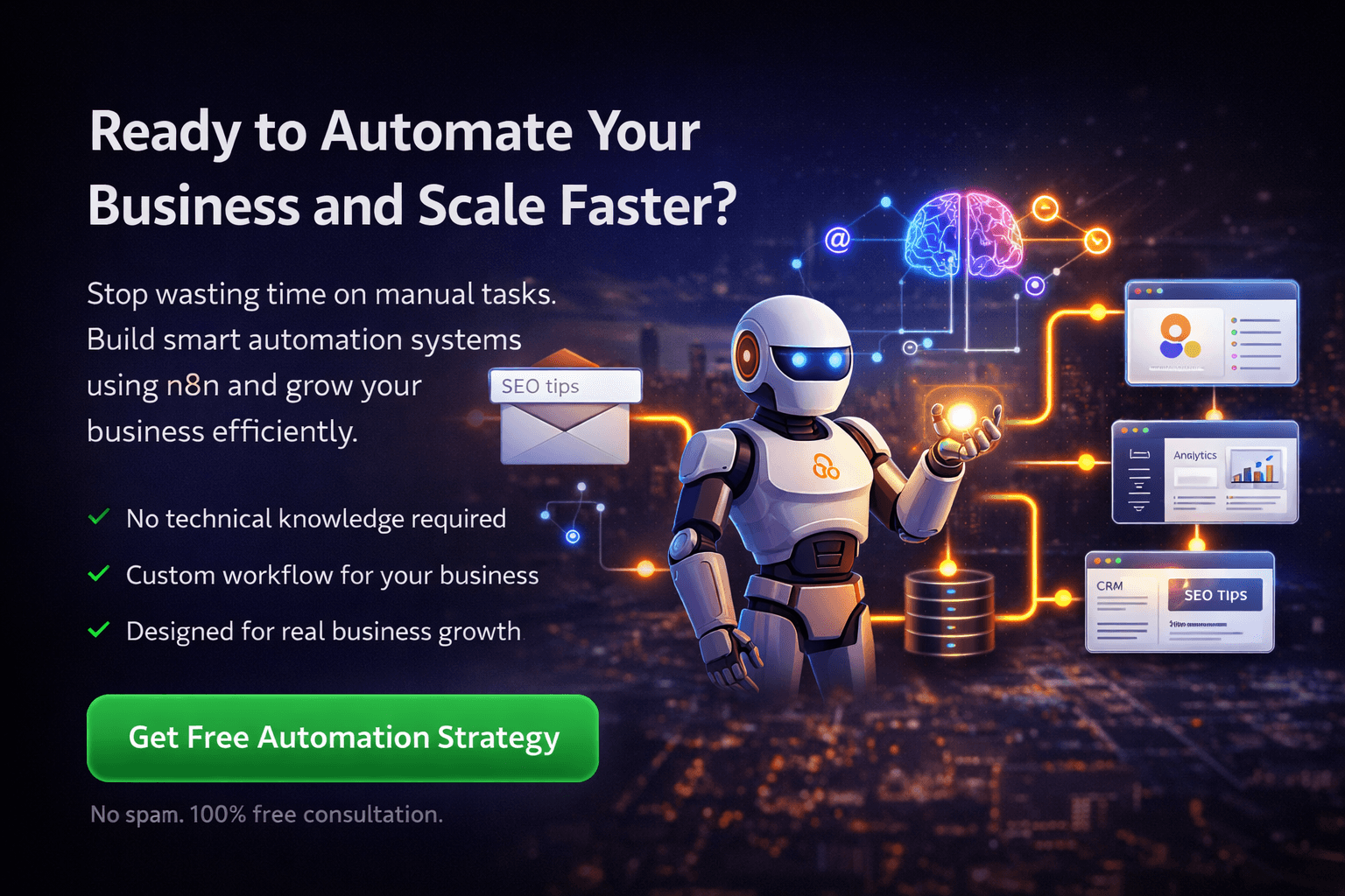 get free automation strategy using n8n workflow for business growth and SEO